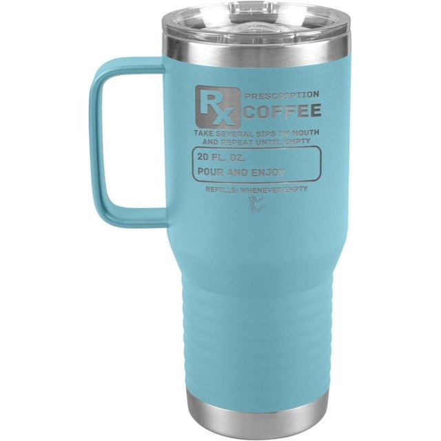 Prescription Coffee Rx Tumblers 20oz Travel Tumbler/Light Blue