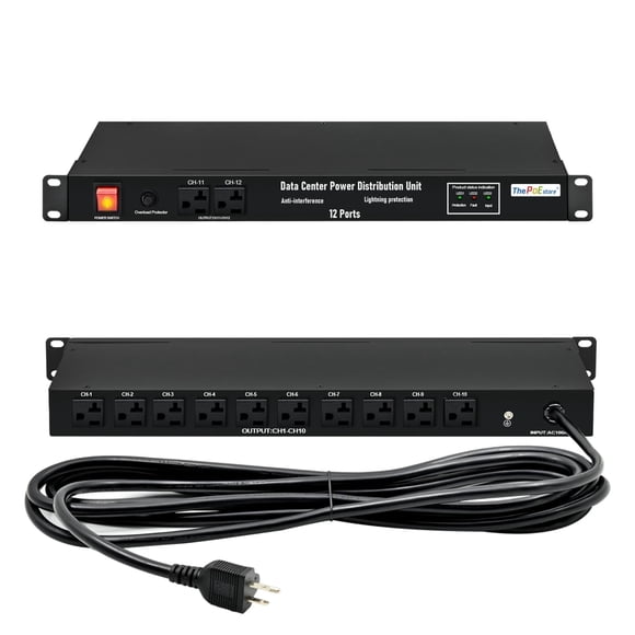 Unidad de distribución de energía con protector contra sobretensiones, 1U, 12 salidas, 120 V