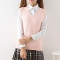 thumbnail image 2 of jinghuiyue Women’s V Neck Sweater Vest School Uniform Solid Color Sleeveless Knit Sweaters Pullover Tank Tops L, 2 of 6