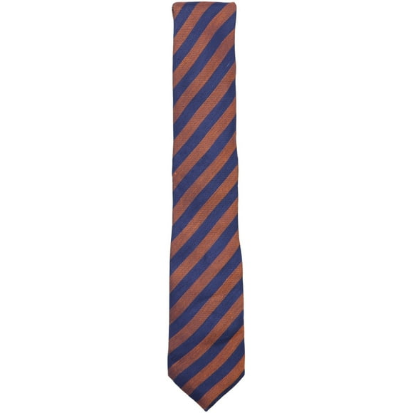 Altea Milano Cravate à Rayures Diagonales en Soie et Lin Orange / Marine pour Homme - Taille Unique
