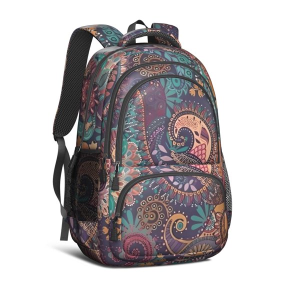 Paisley Pattern Backpack for School,Cute School Bag,Schoolbag with Adjustable Shoulder Straps & Padded Back,16.9 Inch