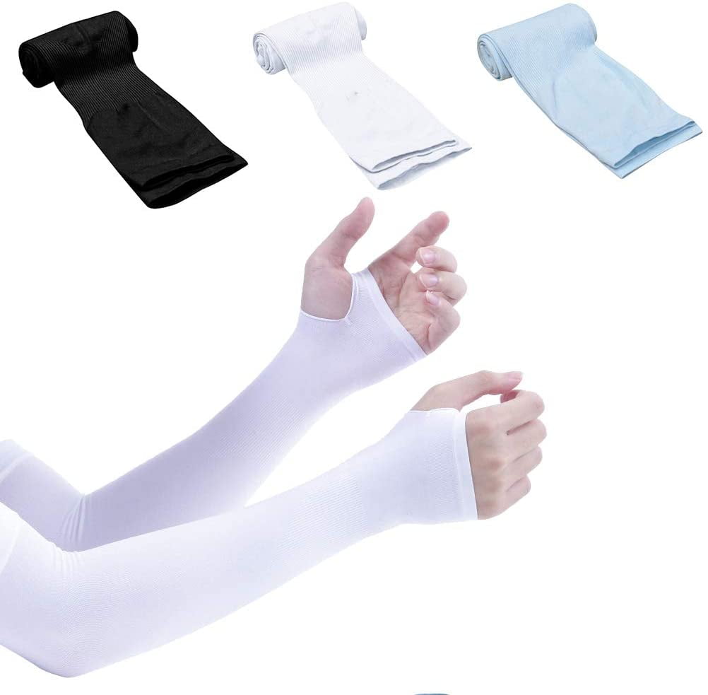 3 Pairs Quick Dry UV Protection Arm Sleeves with Thumb Hole fr Running Cycling 