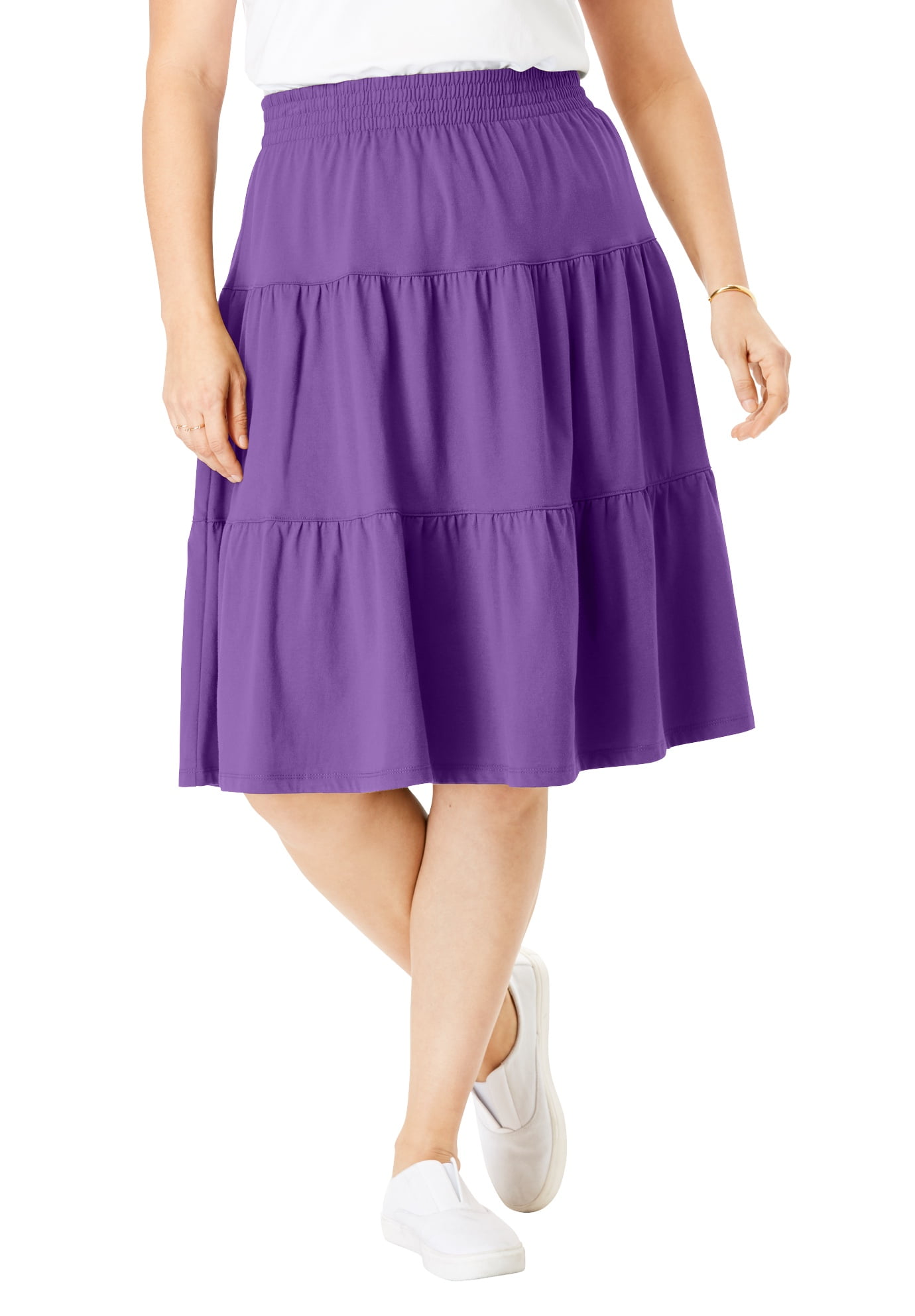 Woman Within - Woman Within Women's Plus Size Jersey Knit Tiered Skirt ...