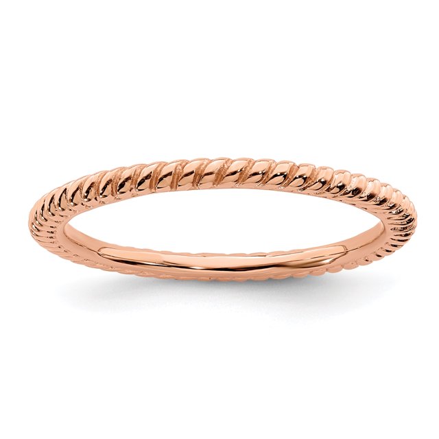 925 Sterling Silver Rose Gold Twisted Stackable Ring Fancy/