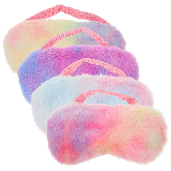 BRIGHTFUFU 4 máscaras de ojos de felpa de colores para dormir, antifaces de felpa para dormir, antifaces de felpa para dormir