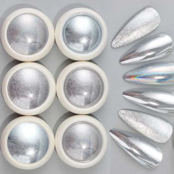 Adornos De Uñas, Parches De Uñas Desechables, Fáciles De Usar, Parches De Uñas Con Color De Piel, Ricos En Color Plateado A98