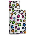 thumbnail image 2 of Blue and White Leopard Print Teens Toddler Nap Mat with Pillow, Sleeping Mat Bag for Preschool Daycare 60"x20", 2 of 6