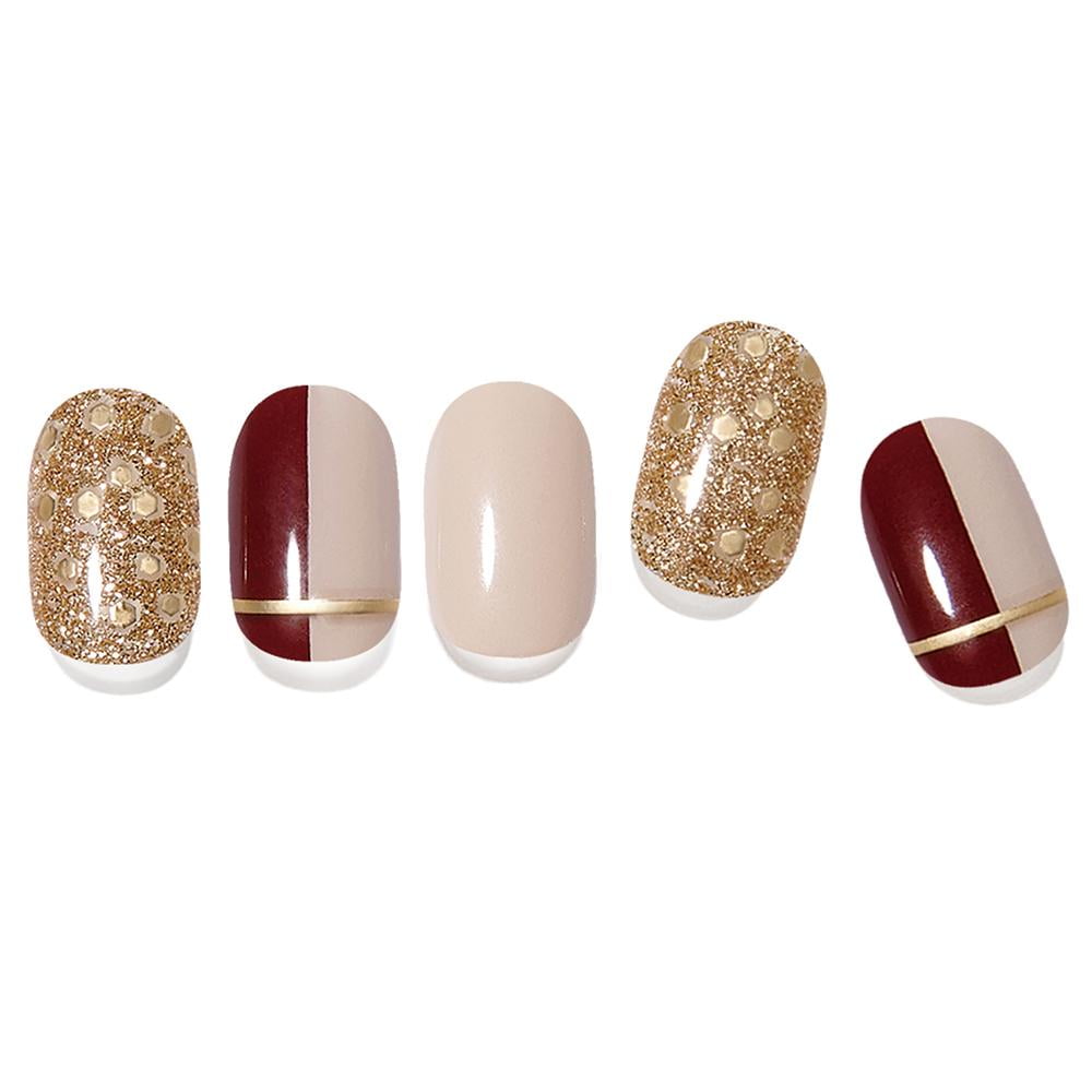 EDGEU Real Gel Nail Strips Nail Polish Stickers 34 Pcs, 6 Layer Baked