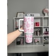 thumbnail image 2 of Coquette Cake 40oz Tumbler with Handle - Girly Pink Heart Cake and Bow Pattern Stainless Steel Quencher, Cute Cherry Bow Aesthetic Travel Mug, Preppy Pink Coquette Drink Cup Gift for Her, 2 of 3
