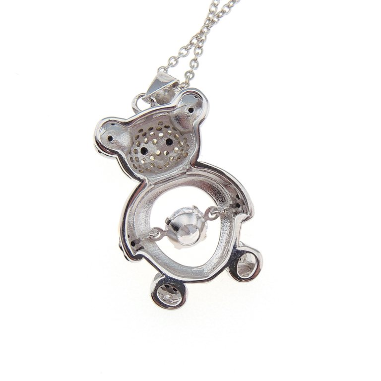 Panda Necklace 1/8 ct tw Diamonds Sterling Silver