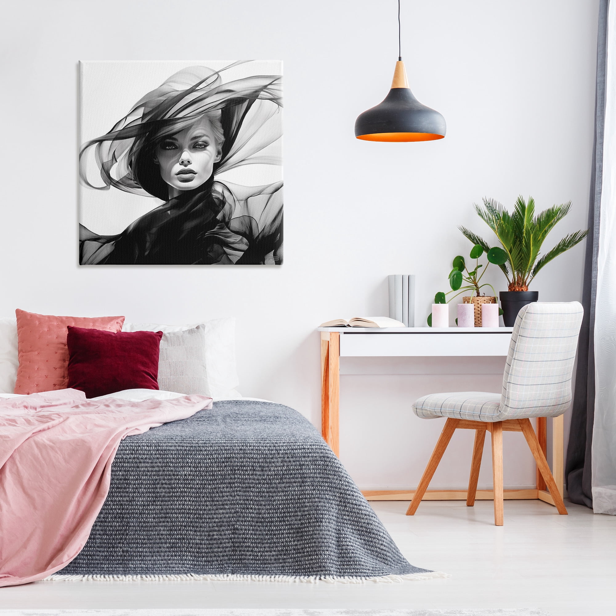 Stupell Industries Modern Fashion Portrait Abstract Painting Gallery Wrapped Canvas Art Print Wall Art, 36 x 36