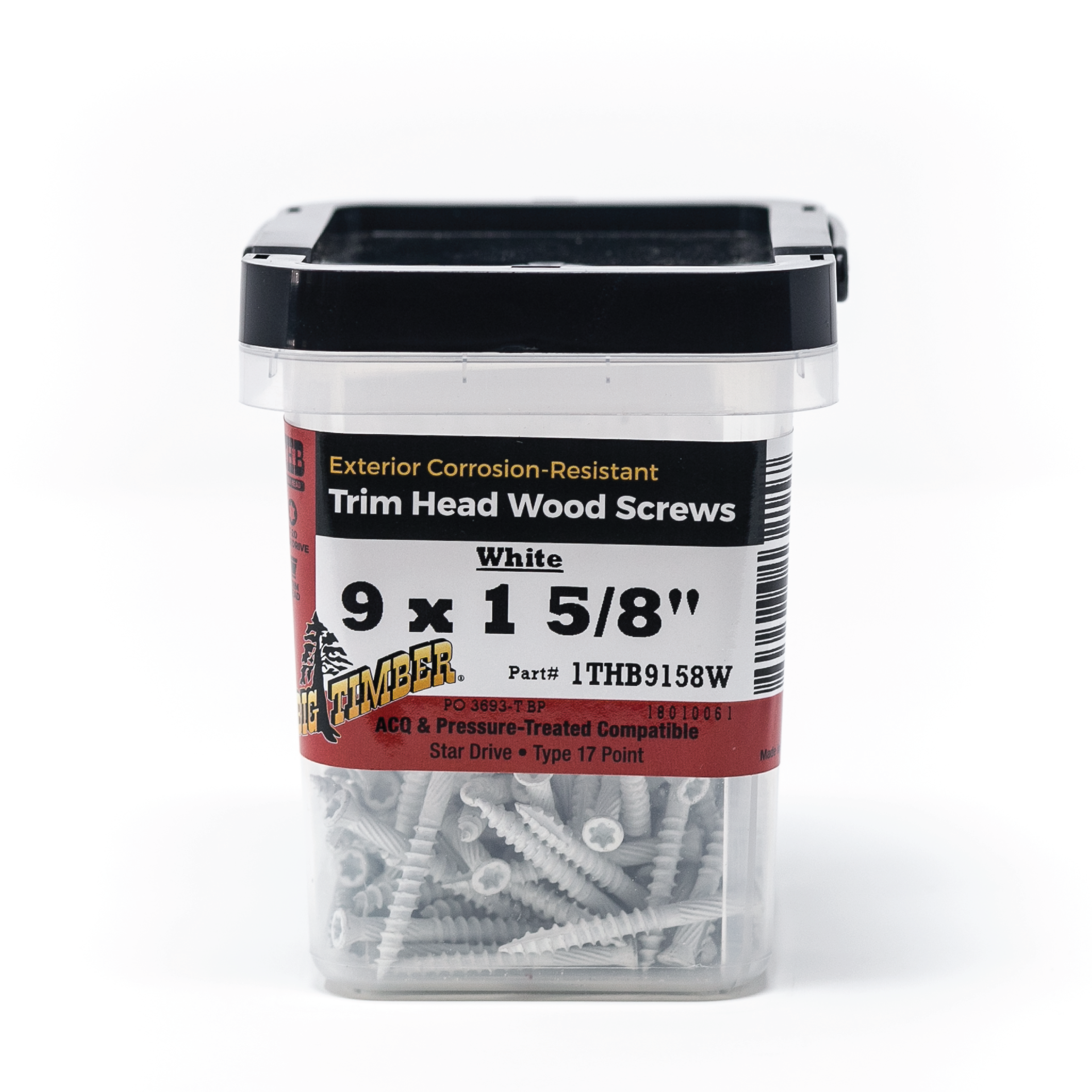 Big Timber 1THB9158W 9 x 15/8" T20 Star White Trim Head Screws, (158