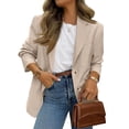 thumbnail image 2 of Singel Breasted Blazer Womens Button Casual Open Front Long Sleeve Suit Jackets Business Work Office Blazers Khaki 2XL, 2 of 5