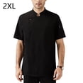 thumbnail image 2 of Cocinero de algodón Uniforme de manga corta Cocina de verano delantal Botones Trajes cómodos Camisas para hombres Suministros para hombres para restaurante Negro XXL Advancent LF000328-18, 2 of 7