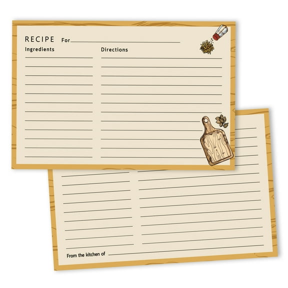 Inkdotpot 4x6 Inch Recipe Cards (Set of 50) , Thick Double Sided Premium Card Stock- Modern Style White Recipe Notecards for Weddings- Bridal- Baby Shower - Kitchen Theme