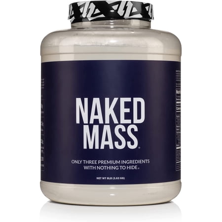 NAKED Mass - Natural Weight Gainer Protein Powder - 8 LB Bulk, GMO Free, Gluten Free & Soy Free. No Artificial Ingredients - 1,250 Calories per Serving