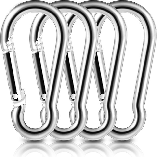 LOVEVER 4PCs Carabiner Clip Spring Snap Hook Stainless Carbineers Keychain Clip Heavy Duty Locking Carabiner Snap Hook for Gym Equipment Outdoor Shade Sails Dog Leash Yoga Camping