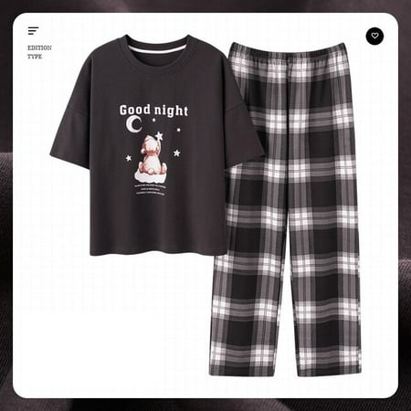 

CoCopeaunt Summer Knitted Cotton Pajamas Sets Women Cartoon Pyjamas Sleepwear Spring Summer Nightwear Plus Size Short Sleeve Pijama Mujer