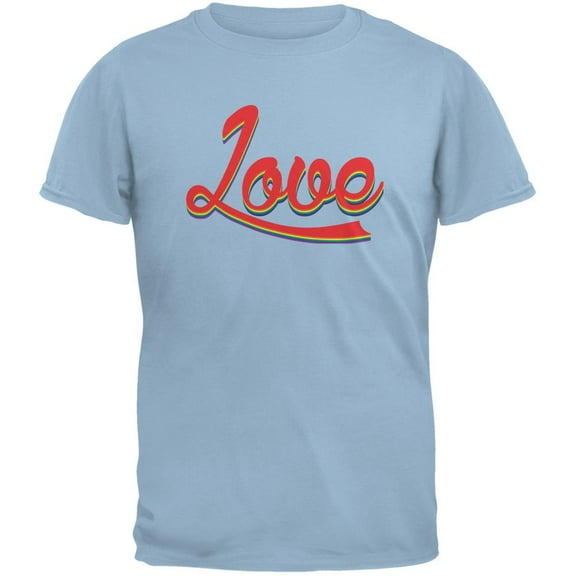 LGBT Script Love Rainbow Light Blue Adult T-Shirt - Medium