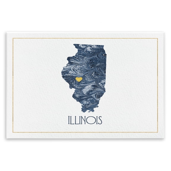 Stupell Industries Farmhouse Illinois Minimal Blue Marbled Paper Silhouette Wall Plaque Art, 15 x 10, by Lil' Rue