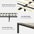 thumbnail image 3 of Queen Size Metal Platform Bed Frame, Upholstered Headboard Footboard Wood Slat Support No Box Spring Needed Beige, 3 of 10