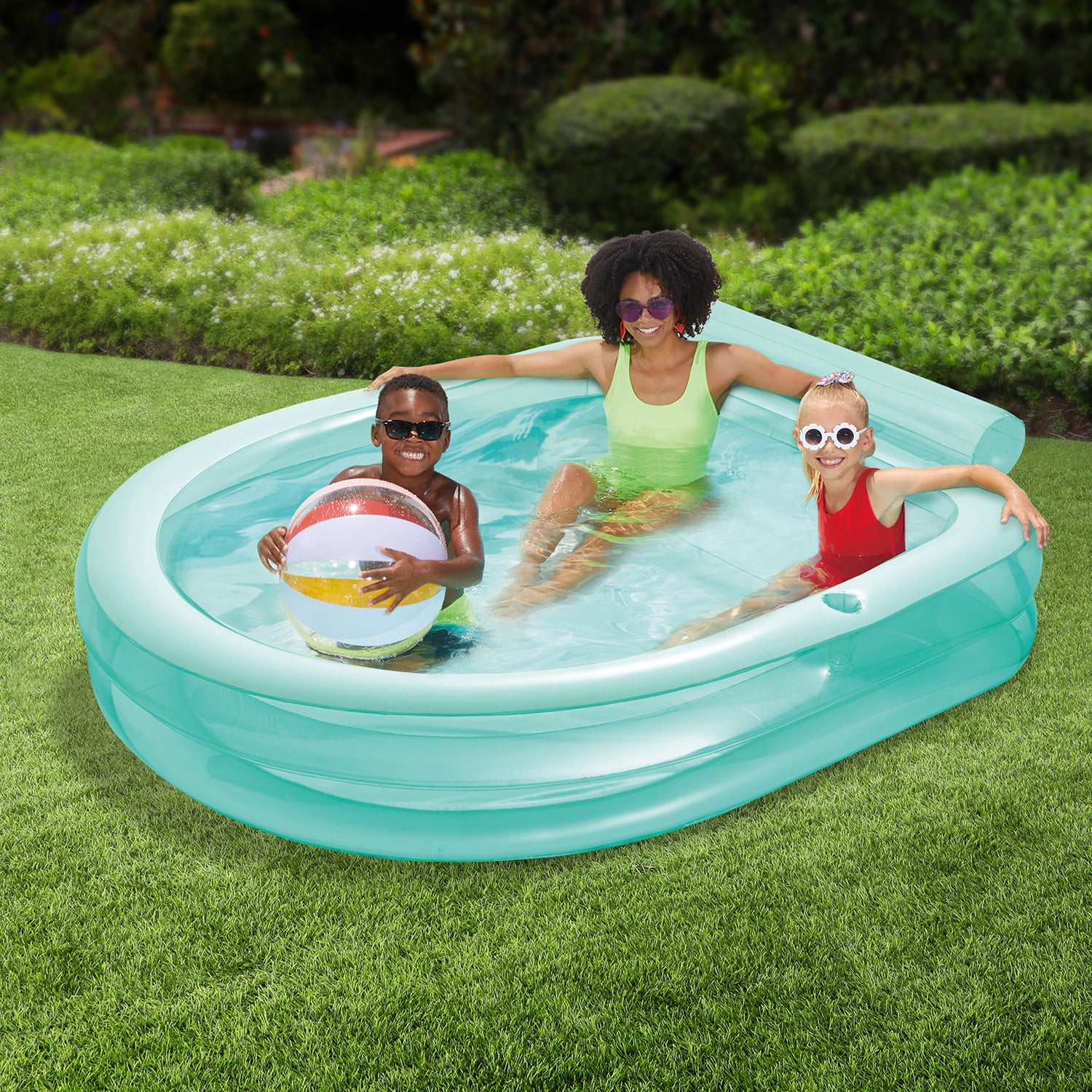 Funsicle Blissful Bench Inflatable Pool For Kids & Adults, 89"" x 83"" x 27"", Age 3 & up
