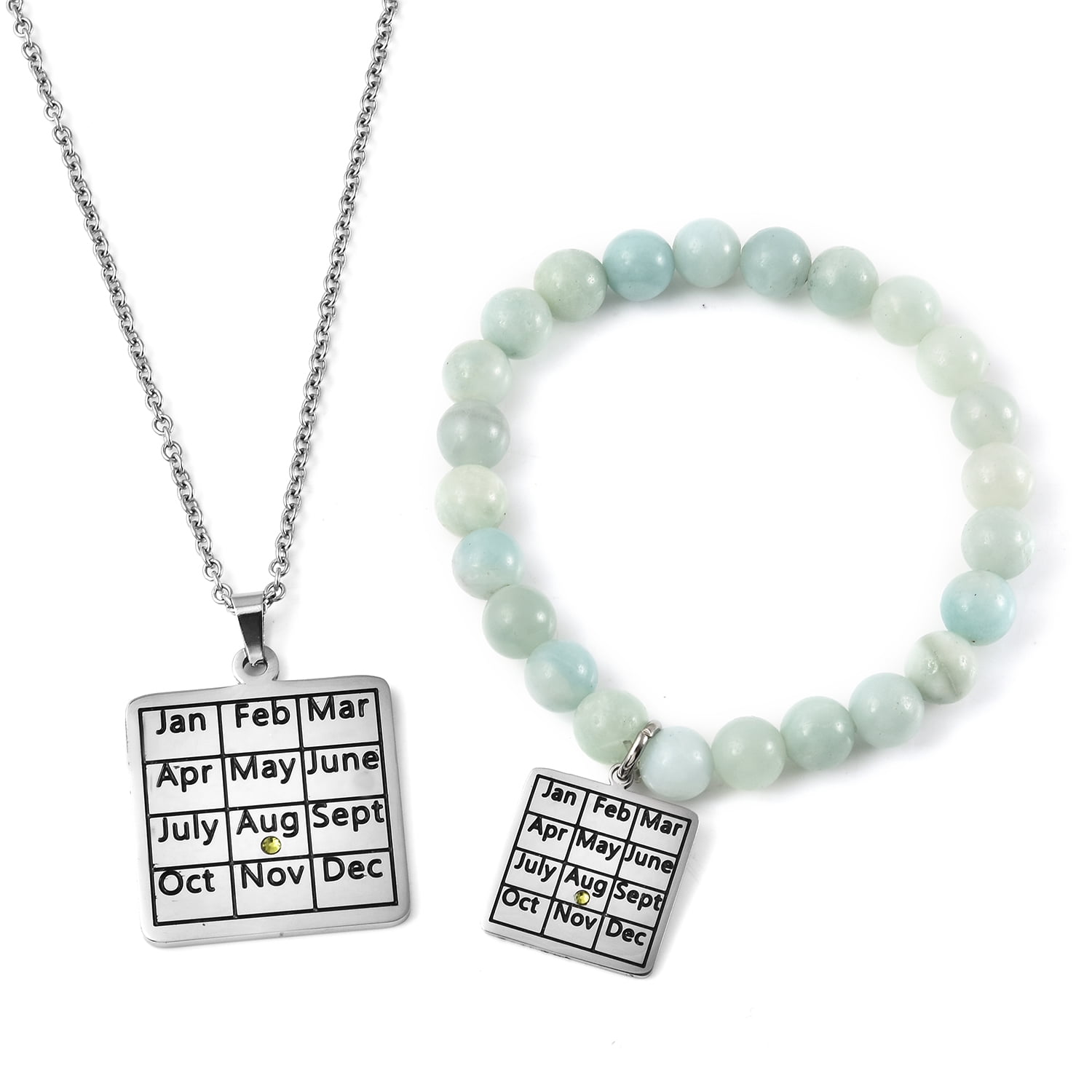 Shop Lc Shop Lc Amazonite Green Crystal Bracelet Pendant Necklace Set Walmart Com Walmart Com
