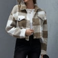 thumbnail image 6 of Aboser Cropped Plaid Shackets for Women Trendy Lapel Tartan Jacket Loose Button Down Coat Winter Fuzzy Fleece Jackets Warm Crop Cardigan, 6 of 7