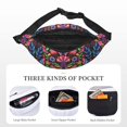 thumbnail image 5 of Easygdp Colorful Floral Embroidery Mexican Fanny Pack for Men Women,Fashion Waist Packs,Travel Hiking Chest Bag Daypack, 5 of 7