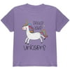 Peace Love Unicorns Youth T Shirt Violet YMD