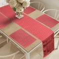 thumbnail image 2 of Ambesonne Retro Table Runner & Placemats, Pop Art White Polka Dots, Placemat 4 pcs + Runner 16"x90", Vermilion White, 2 of 2