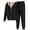 Black, variant on WREESH Womens Sweatsuits Solid Color Long Sleeve Hooded Pocket Coat Trousers Pants Fleece Suit Black