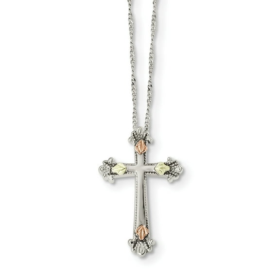 Sterling Silver & 12K Accents Cross Necklace (18 X 16.07) Made In United States qbh256-18