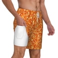 thumbnail image 2 of Kdxio Orange Glitter Print Men'S Swim Trunks With Compression Liner 7 Inch Inseam Quick Dry Swim Shorts, 2 of 7