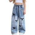 thumbnail image 4 of ATOGUTA Wide Leg Jeans for Girls Denim Elastic Wasit Wide Leg Baggy Jean Trendy Preppy Pants Kids Clothes with Pockets Size 1T-11, Blue, 4 of 7