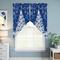 thumbnail image 6 of Swag Curtains Valances for Windows, Navy Blue Christmas Tree Short Kitchen Window Curtains Over Sink, Winter Xmas Snowflake Balls Cafe Curtains Panel Set Of 2,Rod Pocket, 45 Inches Length, 6 of 9