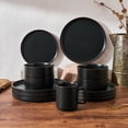 thumbnail image 4 of Famiware Nebula Stoneware Dinnerware Sets, 12-Piece Dish Set, Matte Black, 4 of 6