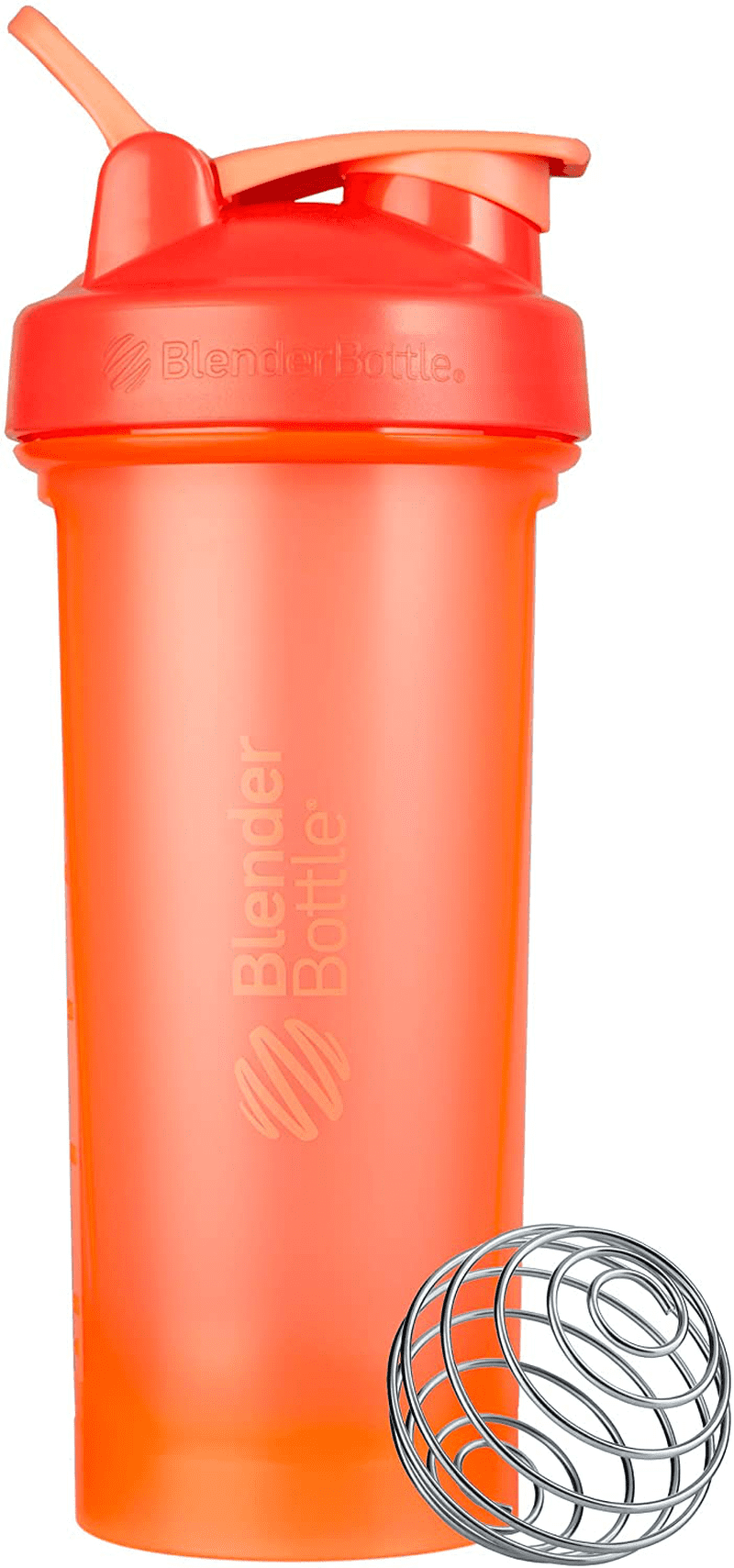 Blender Shaker Bottle W. Classic Loop Top & Stainless Whisk Ball-Perfect for Protein Shakes and Pre Workout-(16 oz,Orange)