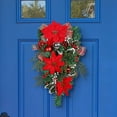 thumbnail image 2 of Uutvmp Artificial Christmas Teardrop, Hanging Christmas Swag with Christmas Red Flowers, Winter Pine Needles Poinsettia Wreath Swag for Wall Front Door Lintel Festival, 2 of 9