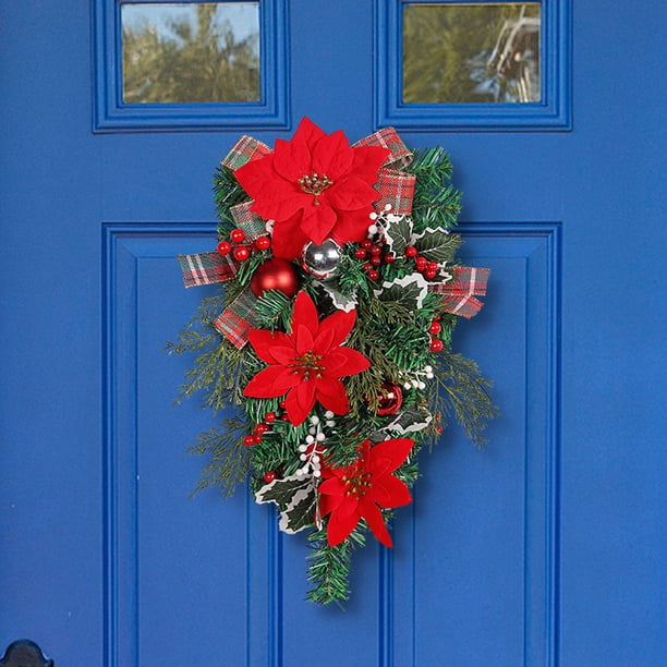 Guirnaldas de otoño, flores artificiales, adornos colgantes, flores navideñas, árboles invertidos, coronas de rayas rojas y verdes, para puertas de centros comerciales, hoteles, coronas navideñas, sop