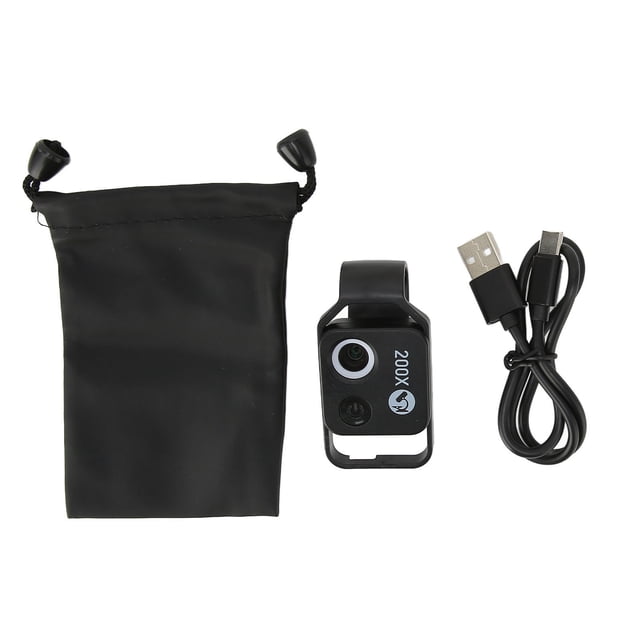 Microscopio para teléfono móvil APLMS002, lente LED, aumento HD de 200x, lente macro para cámara de teléfono para fotografía al aire libre (negro con CPL)