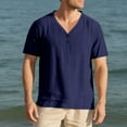 thumbnail image 2 of Ashirexll T Shirts for Man, Mens Shirts Casual, Summer Shirts Casual Buttons V-neck Short Sleeve T-shirt for Vacation Beach, 2 of 7