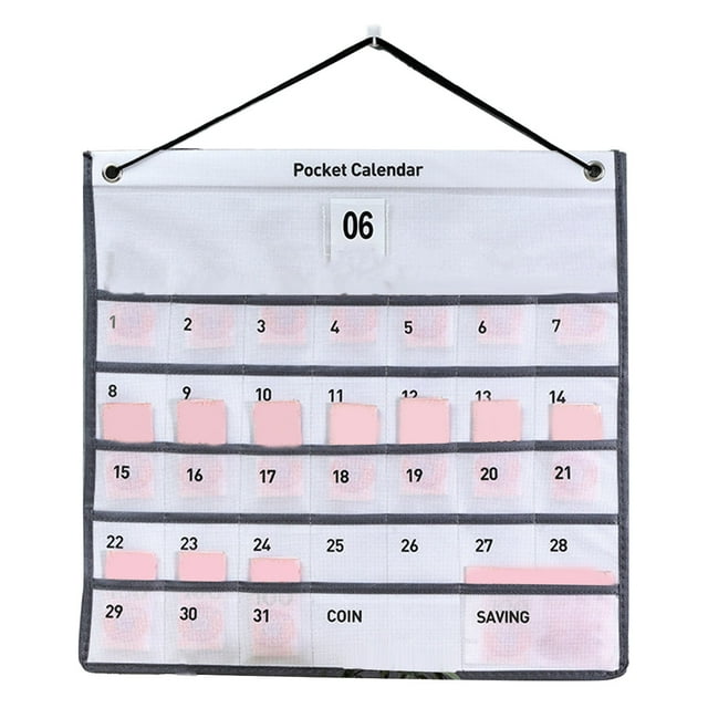 Monthly Calendar, Simple Appearance Small Grid Wall Hanging Pocket Calendar for Living Room 44x42cm