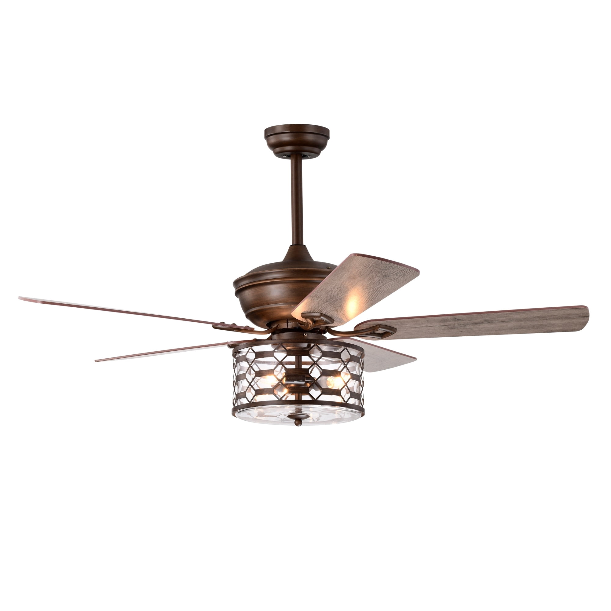Dillon 52 in. 3-Light Indoor Brown Faux Wood Grain Finish Ceiling Fan with Light Kit