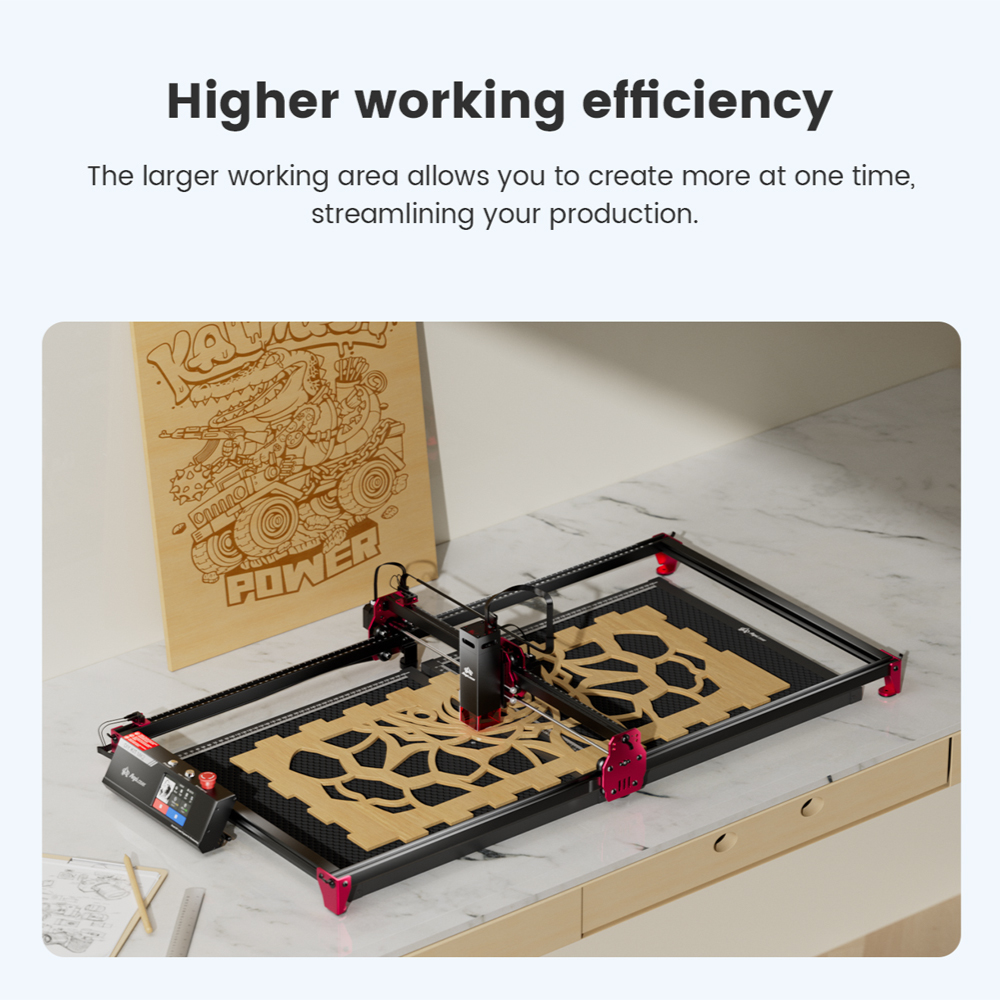 AlgoLa/ser DIY KIT 10W La/ser Engraver with Expansion Kit, Support WIFI APP Control and Emergency Stop, 400x850mm Engraving Area La/ser Engraving Machine for DIY Wood and Metal