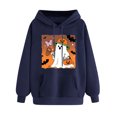 thumbnail image 5 of Delliss Women's Hooded Long Sleeve Pullover Fashion Hiking Sweatshirts Basic Top Dark Blue L, 5 of 6