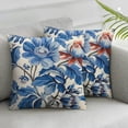 thumbnail image 3 of Acheng Chinoiserie Pillow Cover  Vintage Blue Flower Throw Pillow Covers Spring Summer Floral Outdoor Pillow Cases Cushion Covers for Couch Sofa Bedroom Chinoiserie Decor Set of 2 18x18in, 3 of 7