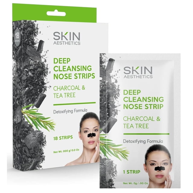 Mascarilla facial despegable de carbón y árbol de té Skin Aesthetics - Eliminador de puntos negros de limpieza profunda de poros - Cuidado de la piel coreano probado por dermatólogos - Ingredientes na