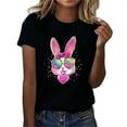 thumbnail image 2 of VBTAPA Funny Bunny Print T Shirt for Women Cute Grapic Tee Shirts Happy Easter Short Sleeve Tops on Sale Black L, 2 of 5