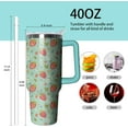 thumbnail image 2 of 40oz Strawberry Stainless Steel Tumbler with Handle and Straw, Insulated Cup Travel Coffee Mug Water Bottle with Lid and Straw Women Gifts, 2 of 7